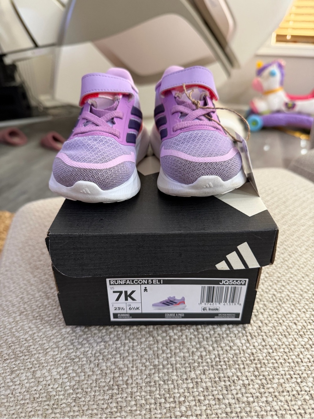 adidas Kids Lilac and Pink Runfalcon 5 Hook-and-Loop Sneakers